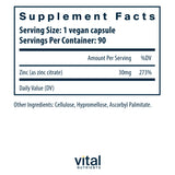Vital Nutrients Zinc Citrate 30mg (90 vegan capsules)