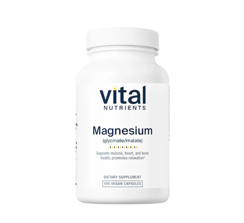 Vital Nutrients Magnesium (glycinate/malate) 120 mg (100 Veg Capsules)