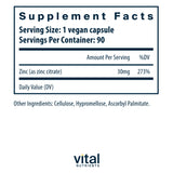 Vital Nutrients Zinc Citrate 30mg (90 vegan capsules)