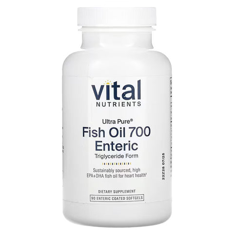 ViTAL Nutrients Ultra Pure® Fish Oil 700 Enteric Pharmaceutical grade 90 Enteric Coated Capsules